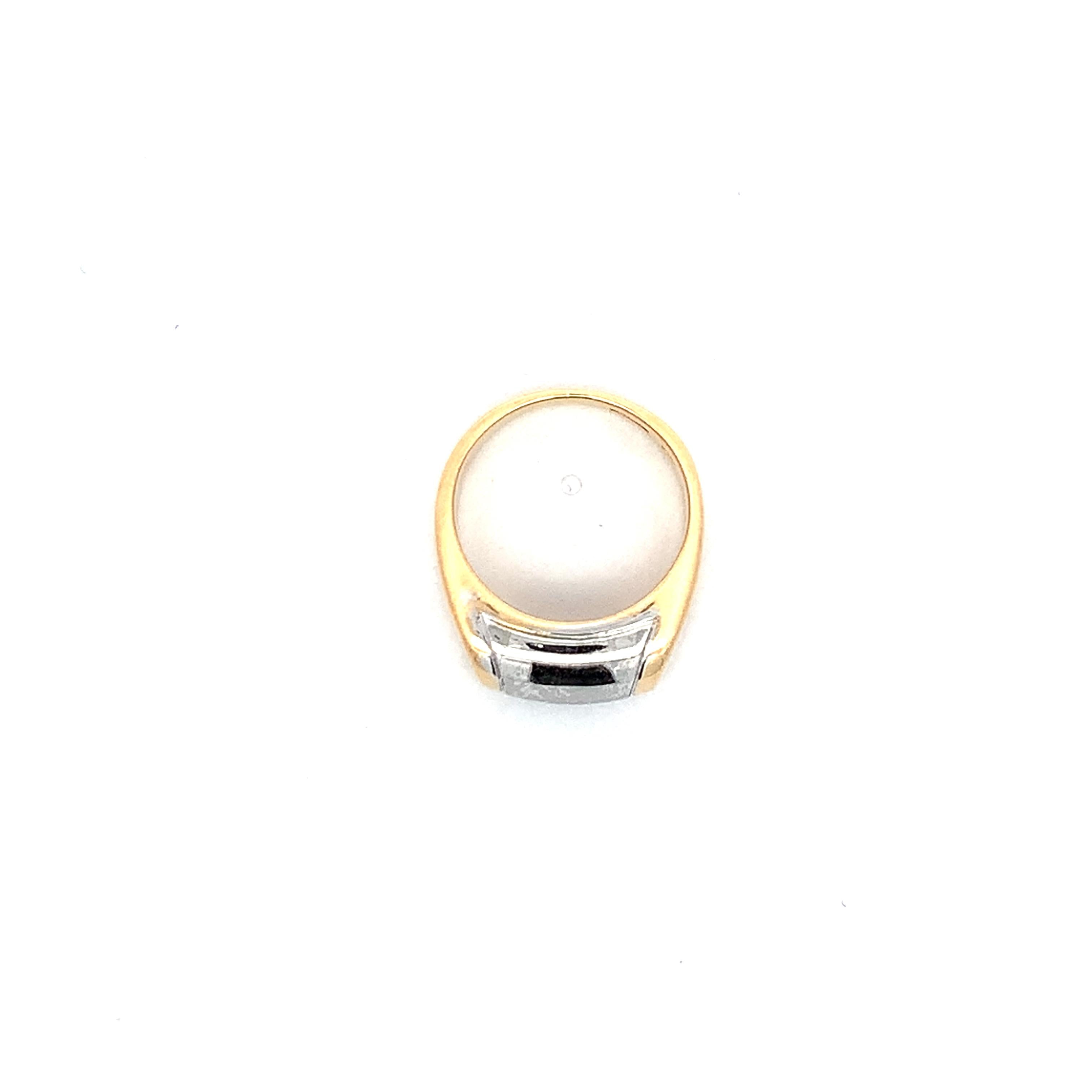 BVLGARI 18K Yellow Gold & Stainless Steel Tranchetto  Unisex Band Ring Size 6