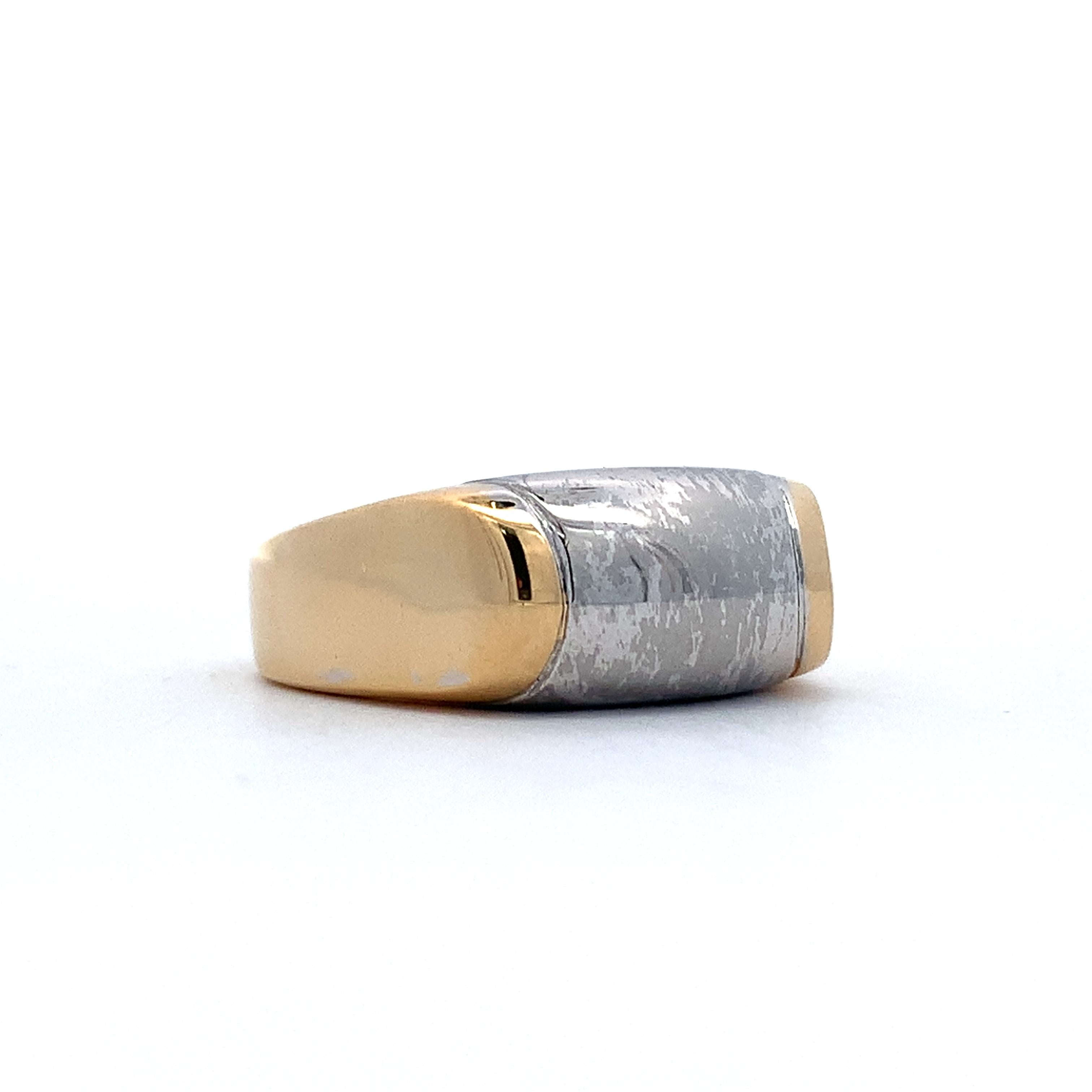 BVLGARI 18K Yellow Gold & Stainless Steel Tranchetto  Unisex Band Ring Size 6
