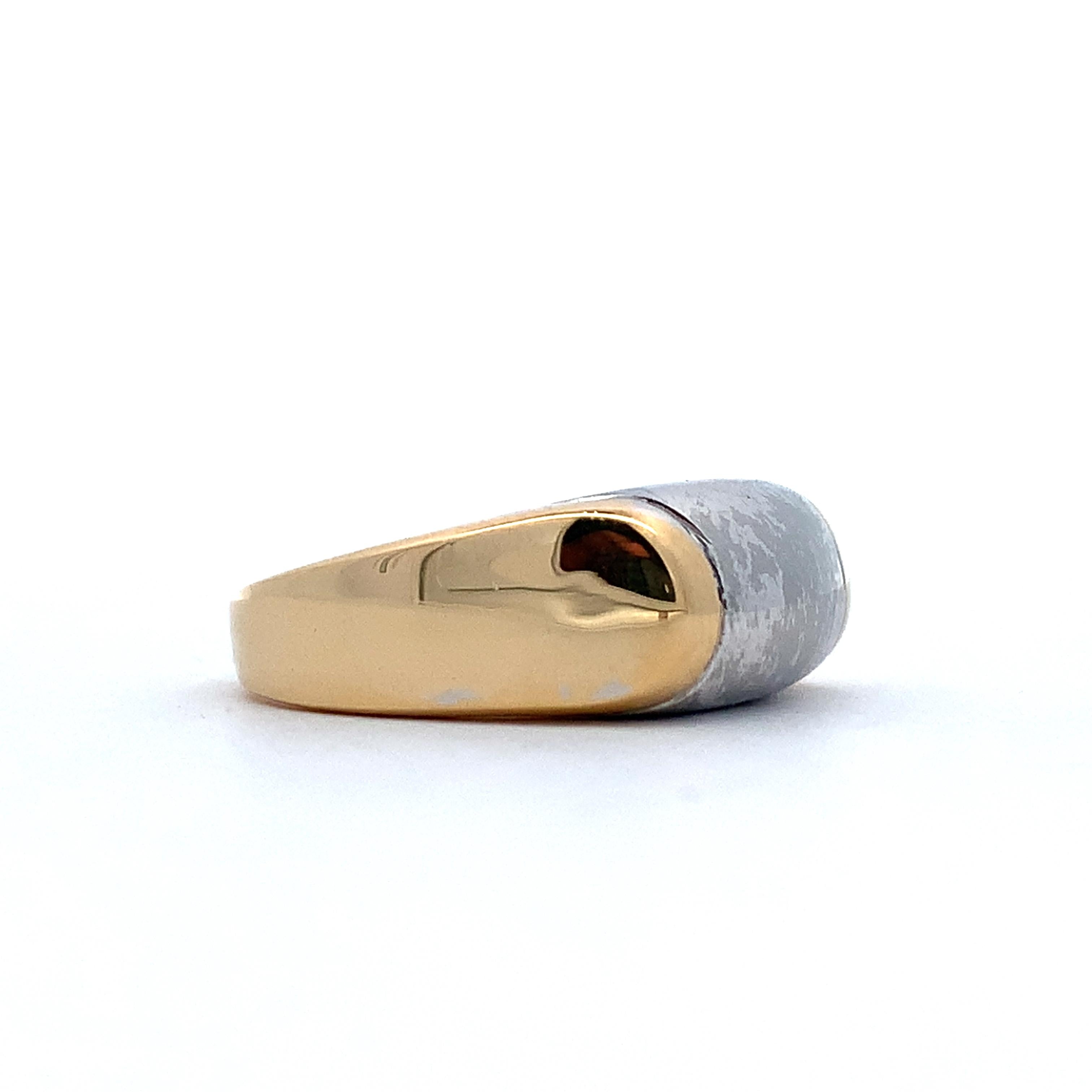 BVLGARI 18K Yellow Gold & Stainless Steel Tranchetto  Unisex Band Ring Size 6