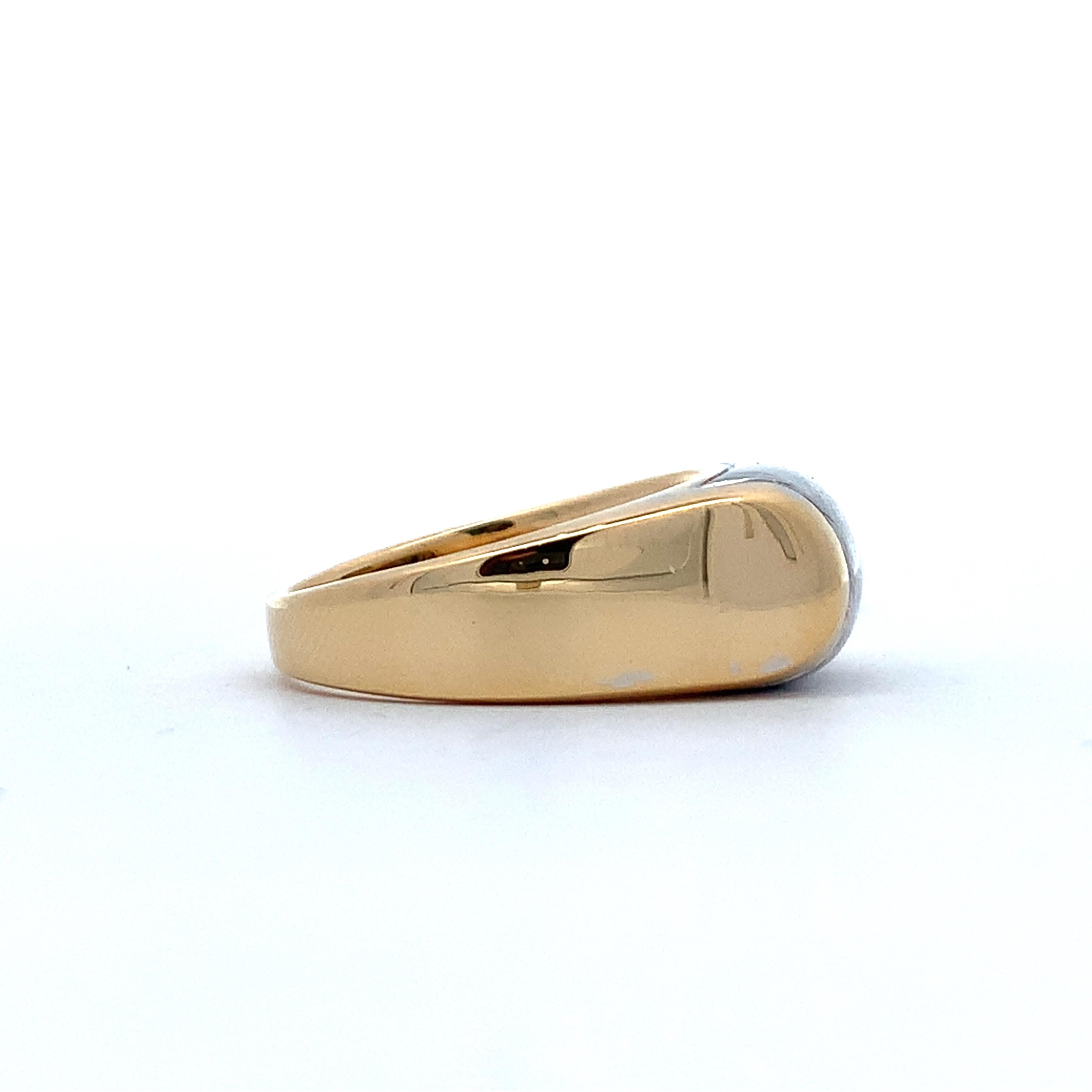 BVLGARI 18K Yellow Gold & Stainless Steel Tranchetto  Unisex Band Ring Size 6