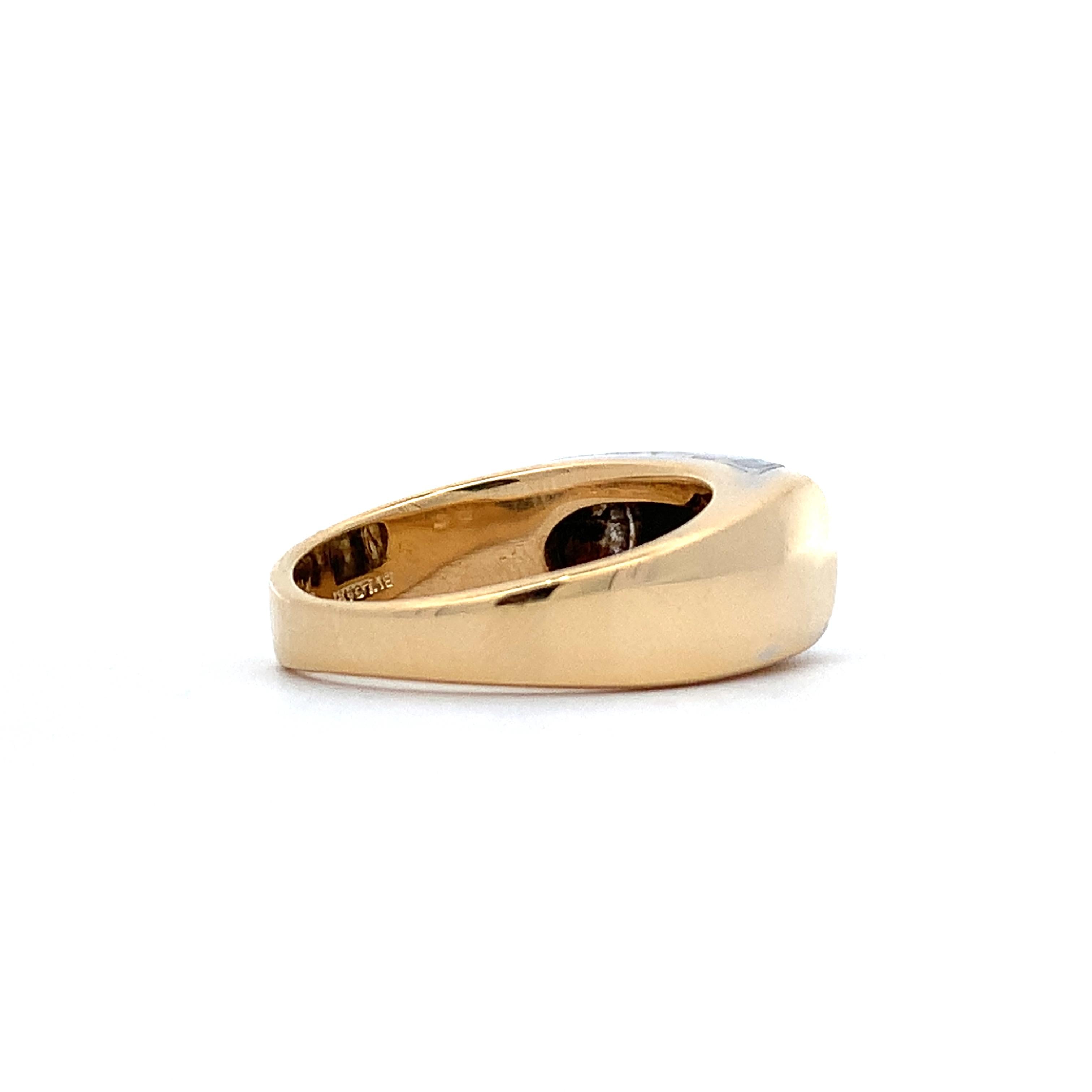 BVLGARI 18K Yellow Gold & Stainless Steel Tranchetto  Unisex Band Ring Size 6