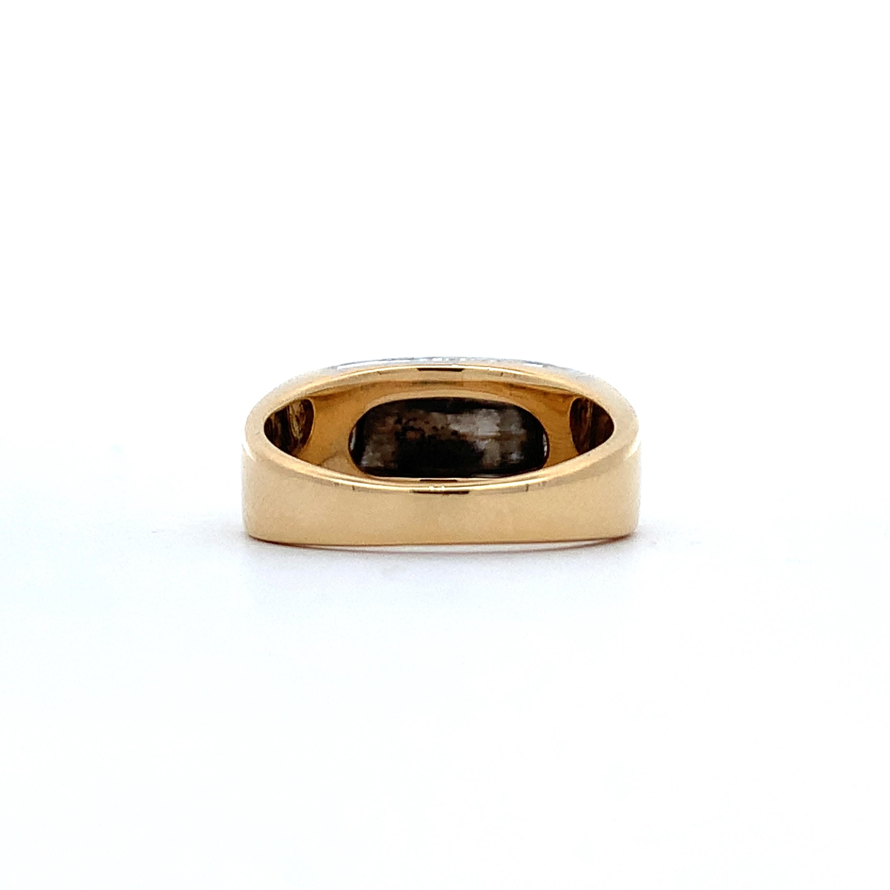 BVLGARI 18K Yellow Gold & Stainless Steel Tranchetto  Unisex Band Ring Size 6