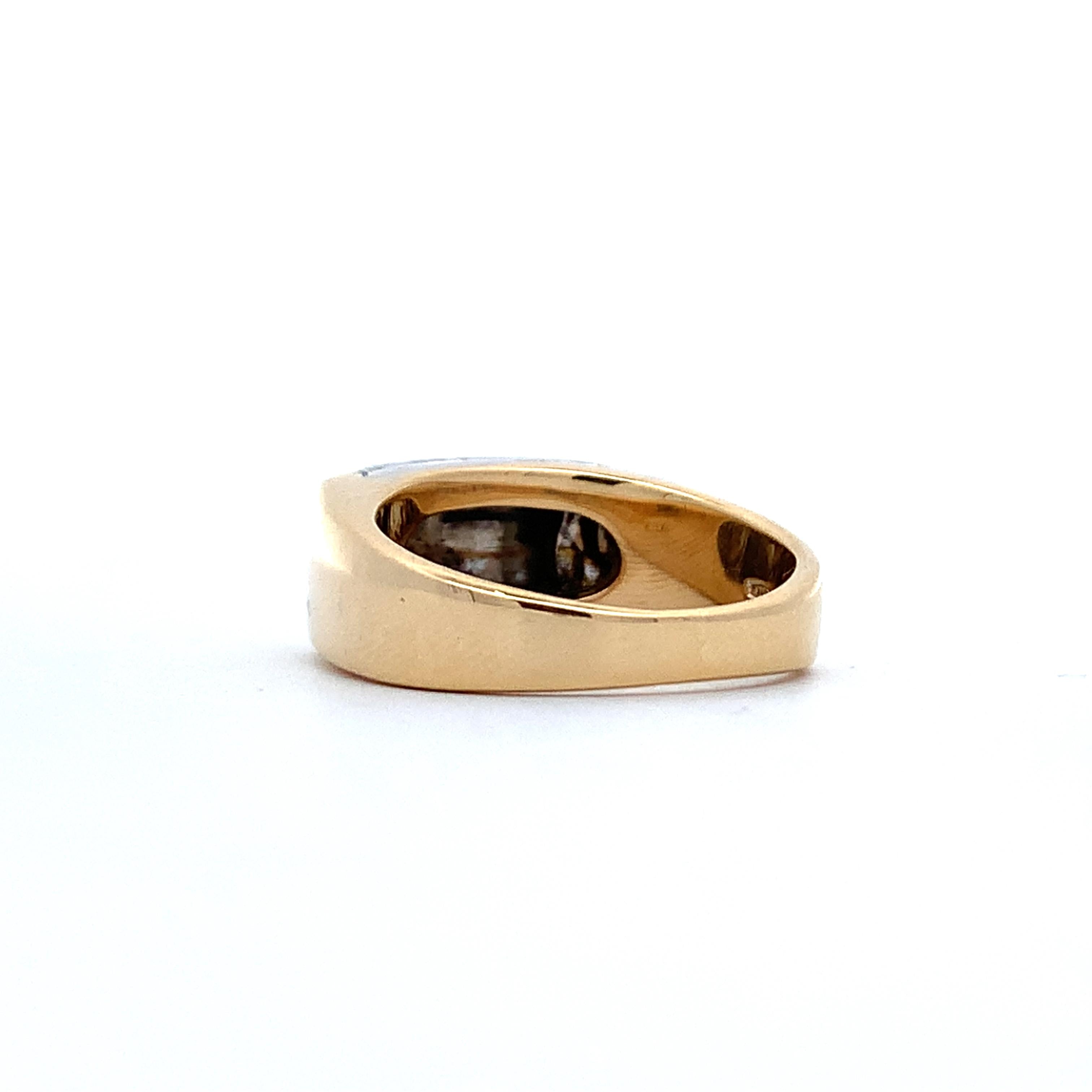 BVLGARI 18K Yellow Gold & Stainless Steel Tranchetto  Unisex Band Ring Size 6