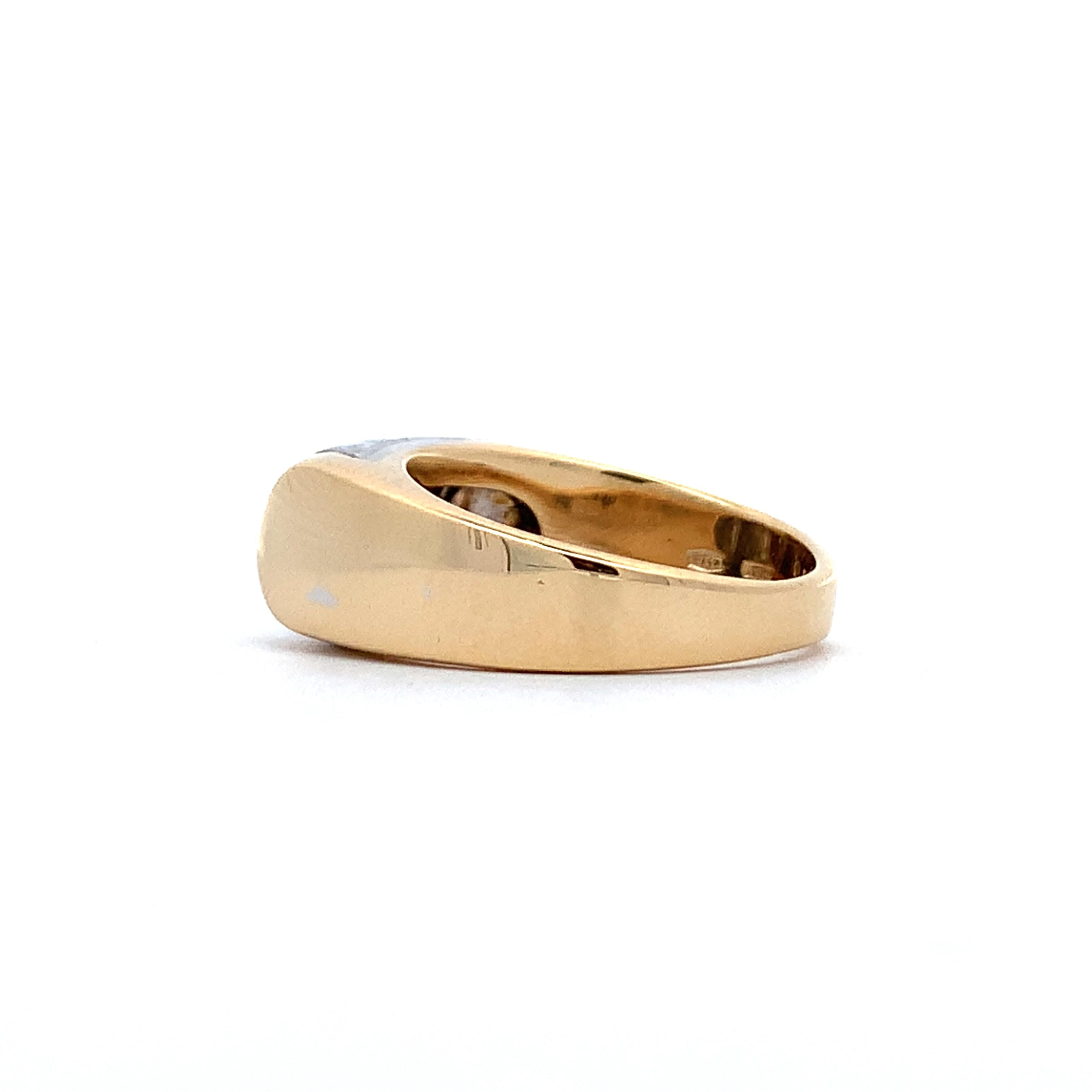BVLGARI 18K Yellow Gold & Stainless Steel Tranchetto  Unisex Band Ring Size 6