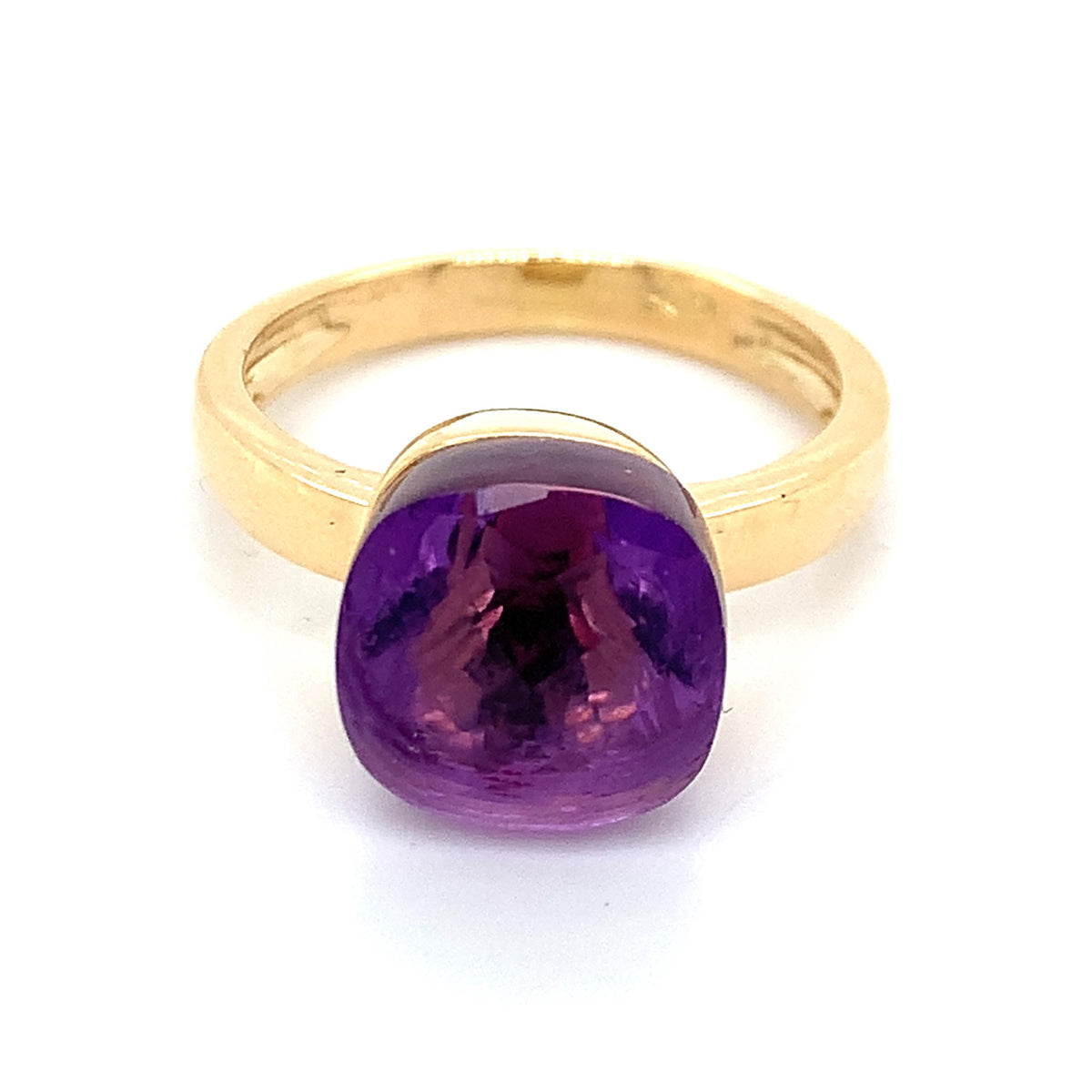 Pomellato 18K Gold Nudo Classic Purple Amethyst Solitaire Ring Size 7.25
