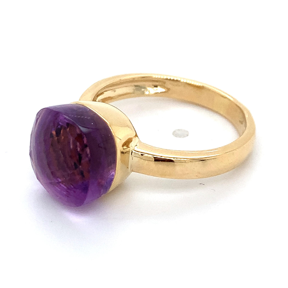 Pomellato 18K Gold Nudo Classic Purple Amethyst Solitaire Ring Size 7.25