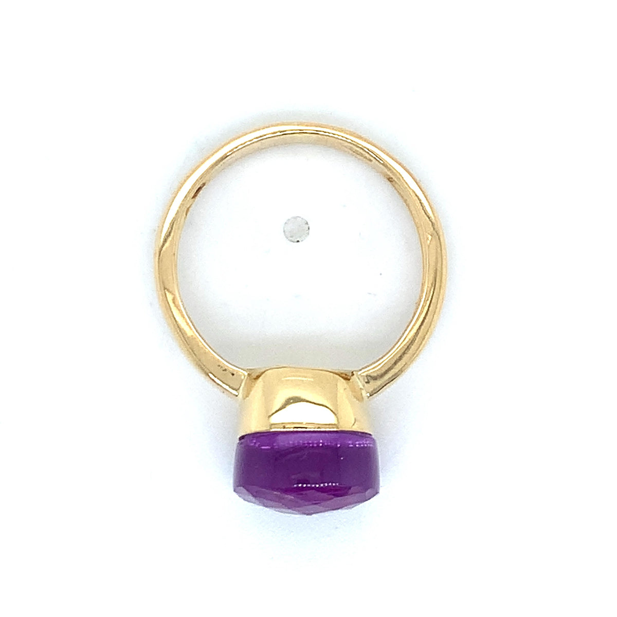 Pomellato 18K Gold Nudo Classic Purple Amethyst Solitaire Ring Size 7.25