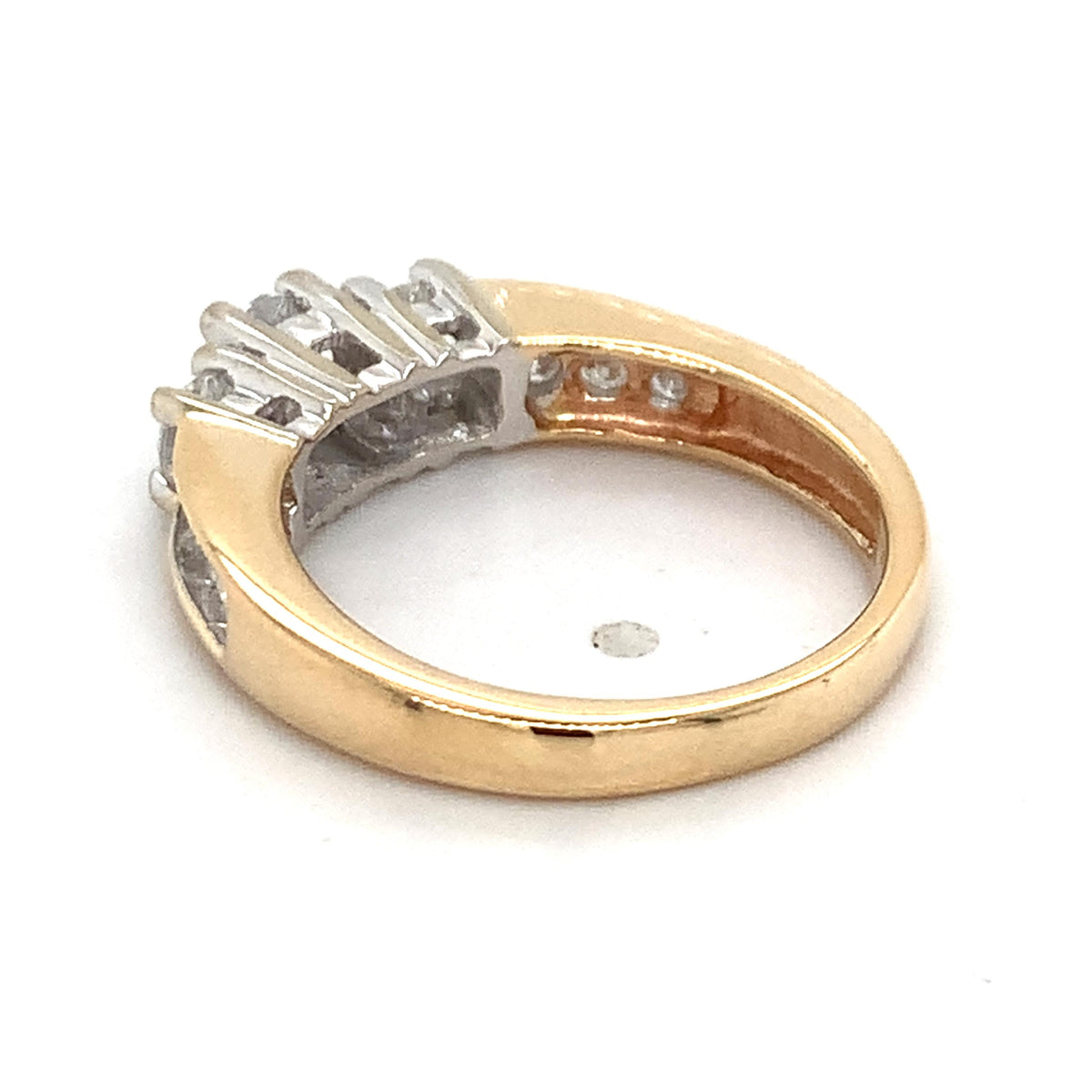 14k Yellow Gold 1.0ctw Round Cut 3 Stone With Channel Set Accents Diamond Ring