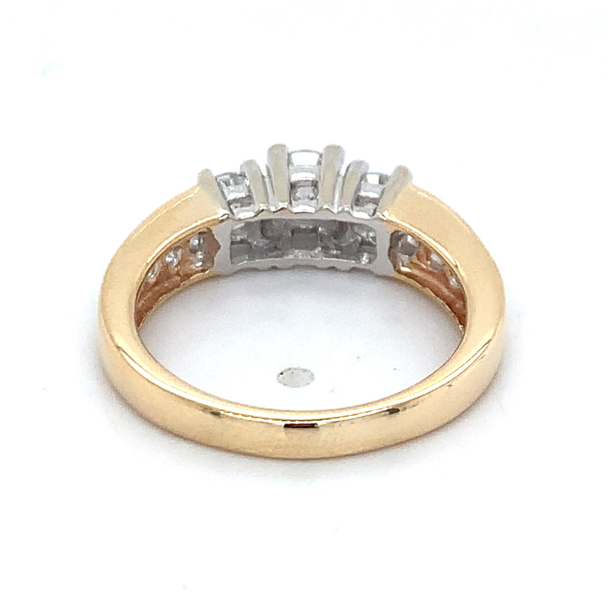 14k Yellow Gold 1.0ctw Round Cut 3 Stone With Channel Set Accents Diamond Ring