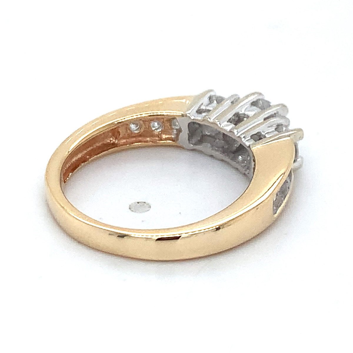 14k Yellow Gold 1.0ctw Round Cut 3 Stone With Channel Set Accents Diamond Ring