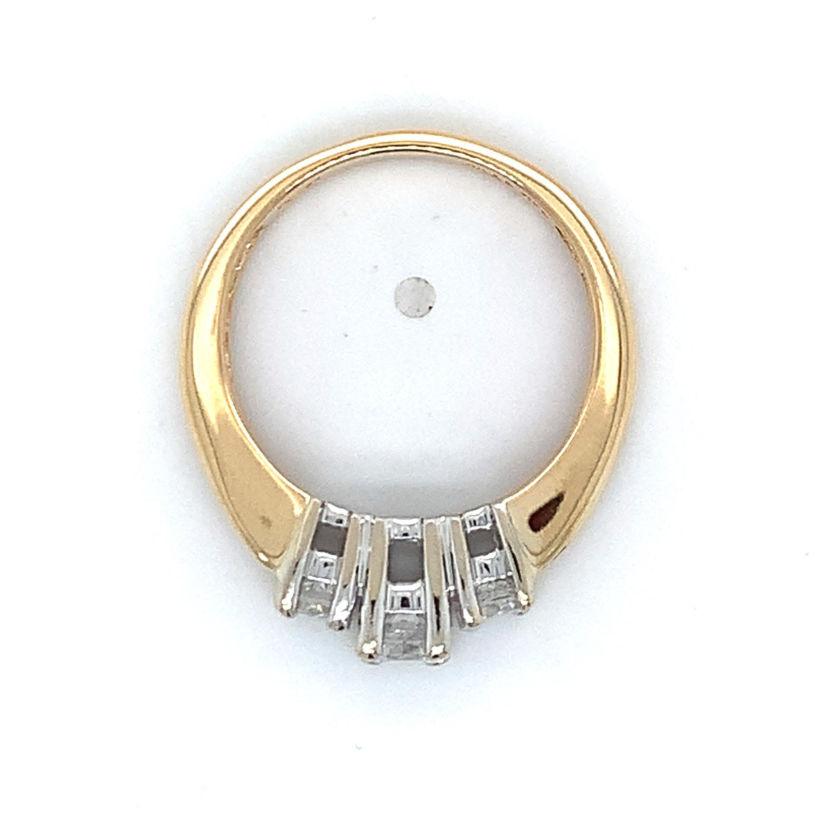 14k Yellow Gold 1.0ctw Round Cut 3 Stone With Channel Set Accents Diamond Ring