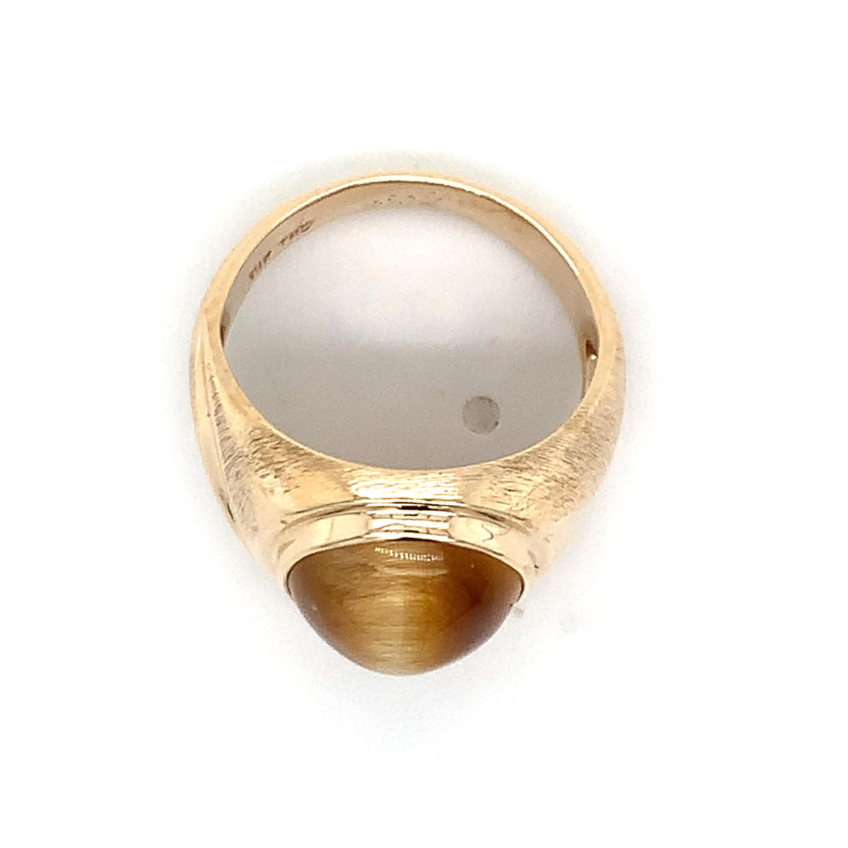 Vintage 10K Gold Cabochon Oval Tiger's Eye Bezel Brushed Shank Men's Signet Ring