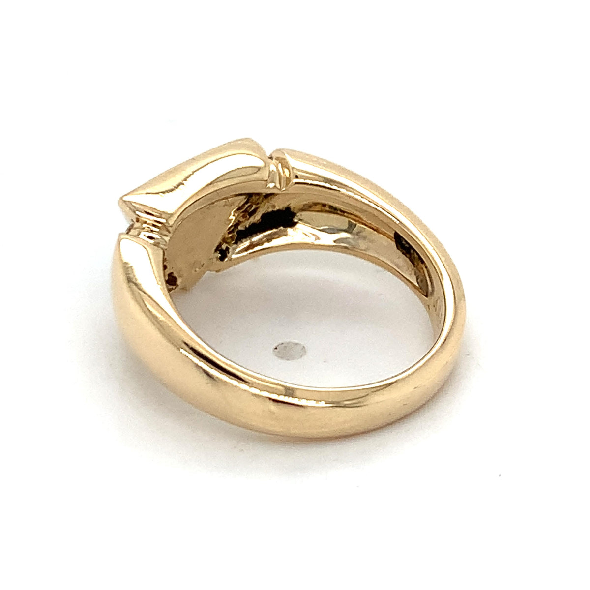 Kabana Vintage Style 14K Gold Triangle Opal Inlay & Side Accent Diamond Ring S6