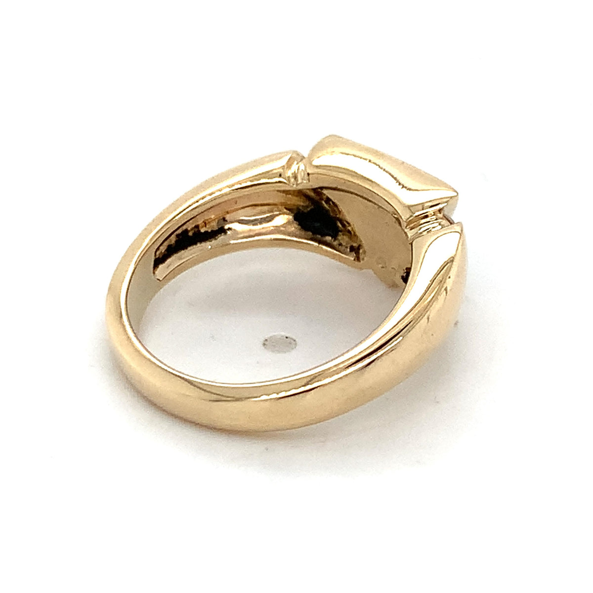 Kabana Vintage Style 14K Gold Triangle Opal Inlay & Side Accent Diamond Ring S6