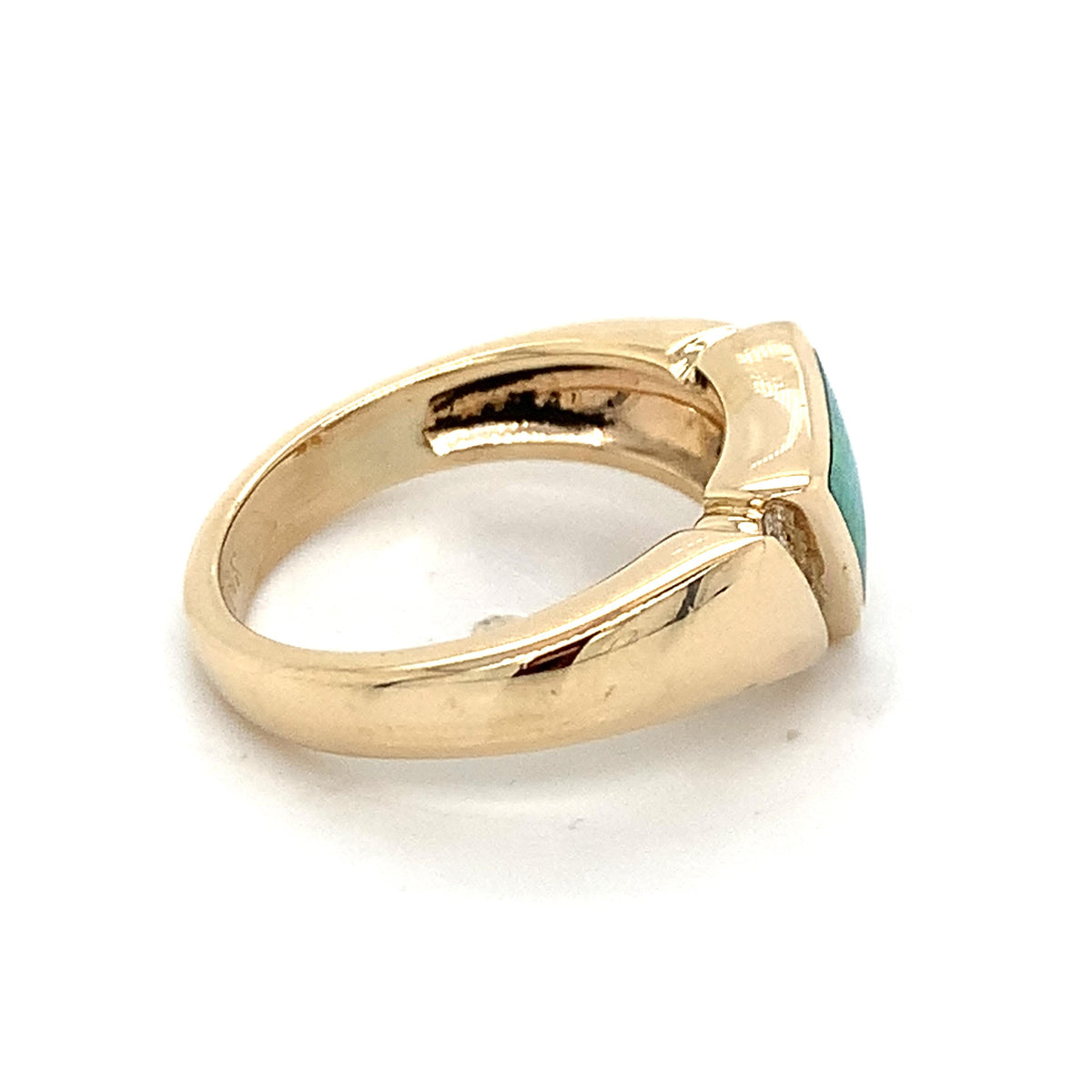 Kabana Vintage Style 14K Gold Triangle Opal Inlay & Side Accent Diamond Ring S6