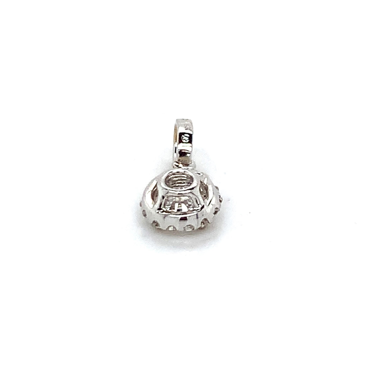 18K Gold 4-Prong Round Brilliant & Single Cut Diamond Halo Dainty Drop Pendant