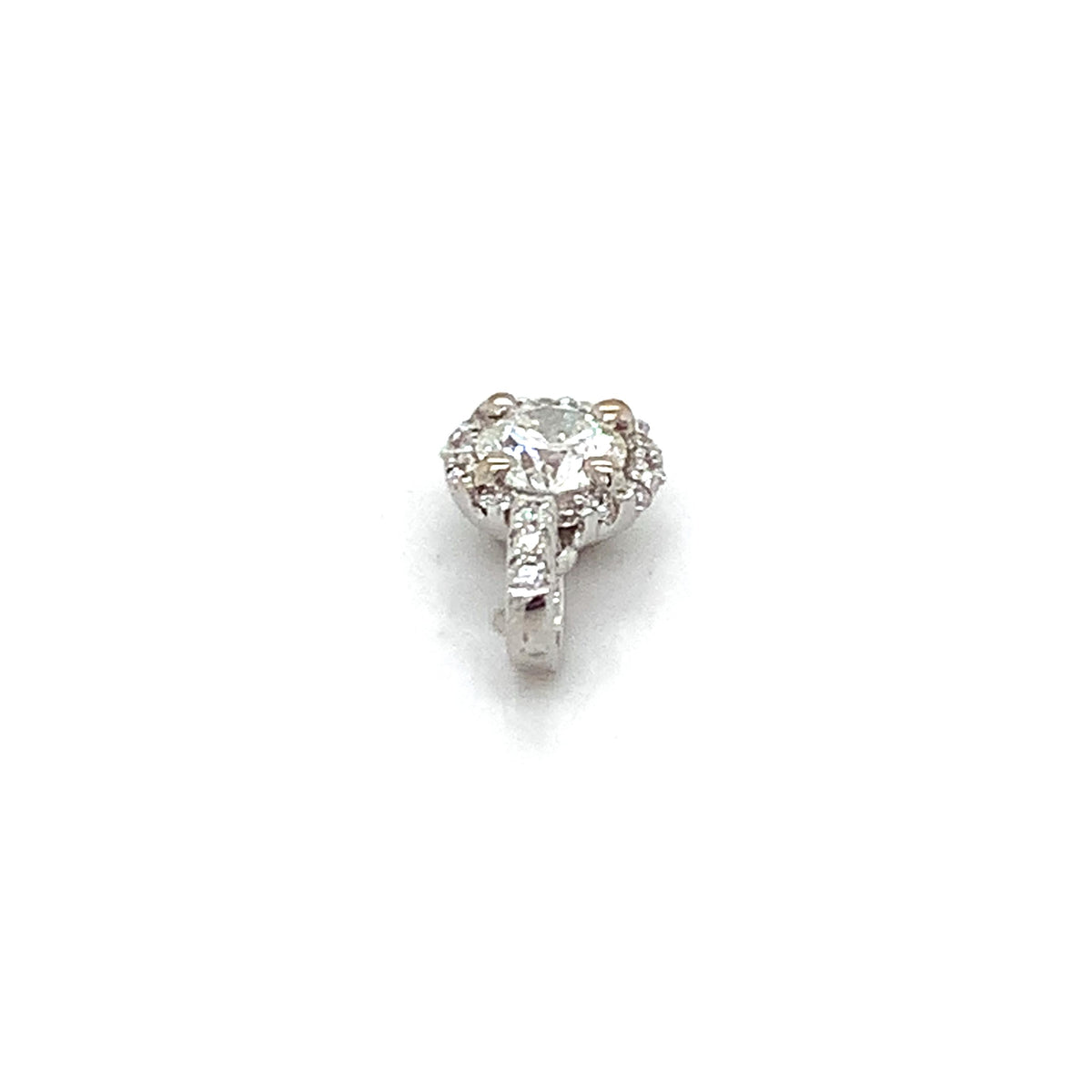 18K Gold 4-Prong Round Brilliant & Single Cut Diamond Halo Dainty Drop Pendant
