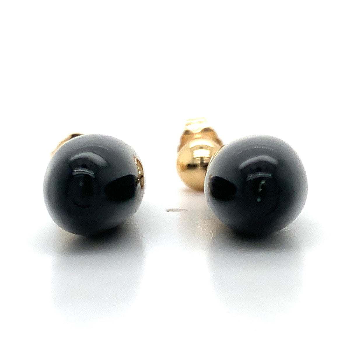 14K Yellow Gold Ball-Stud Black Onyx & Diamond Accent Teardrop Dangle Earrings