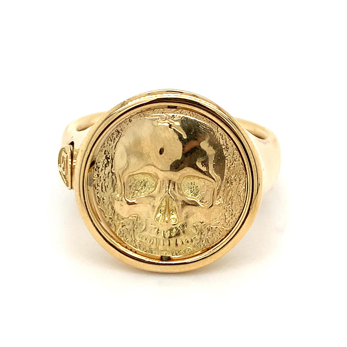 David Yurman Momento Mori 18K Gold Sculpted Skull Men's Life & Death Signet Ring