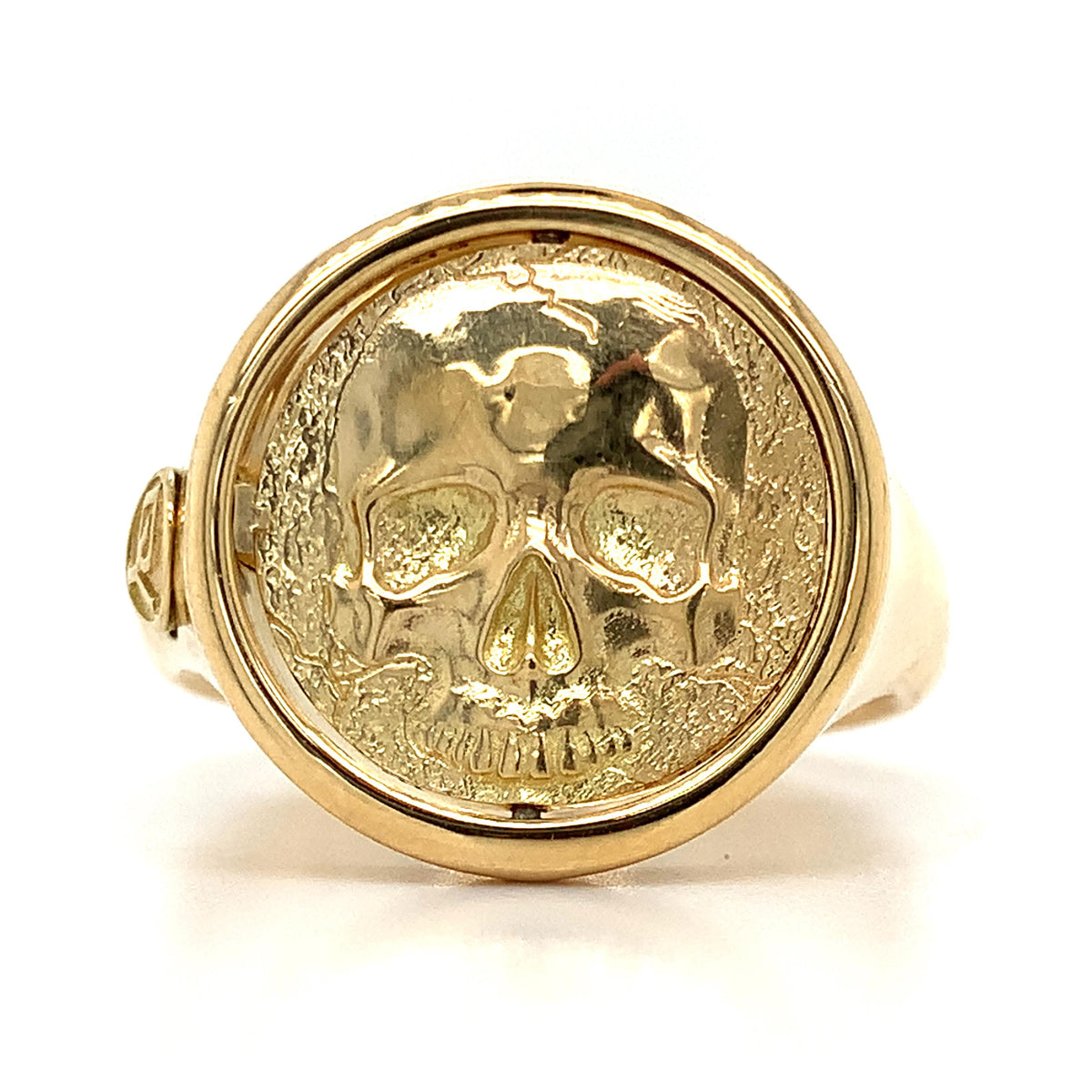 David Yurman Momento Mori 18K Gold Sculpted Skull Men's Life & Death Signet Ring