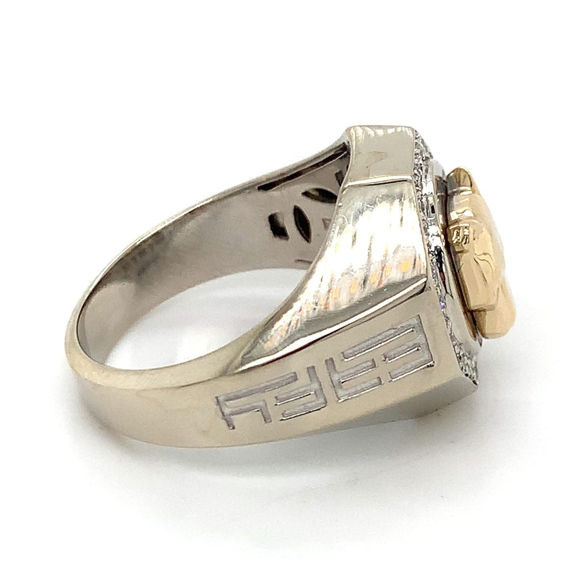EFFY Men's 14K 2-Tone Gold Sculpted Panther Head Diamond Octagonal Signet Ring