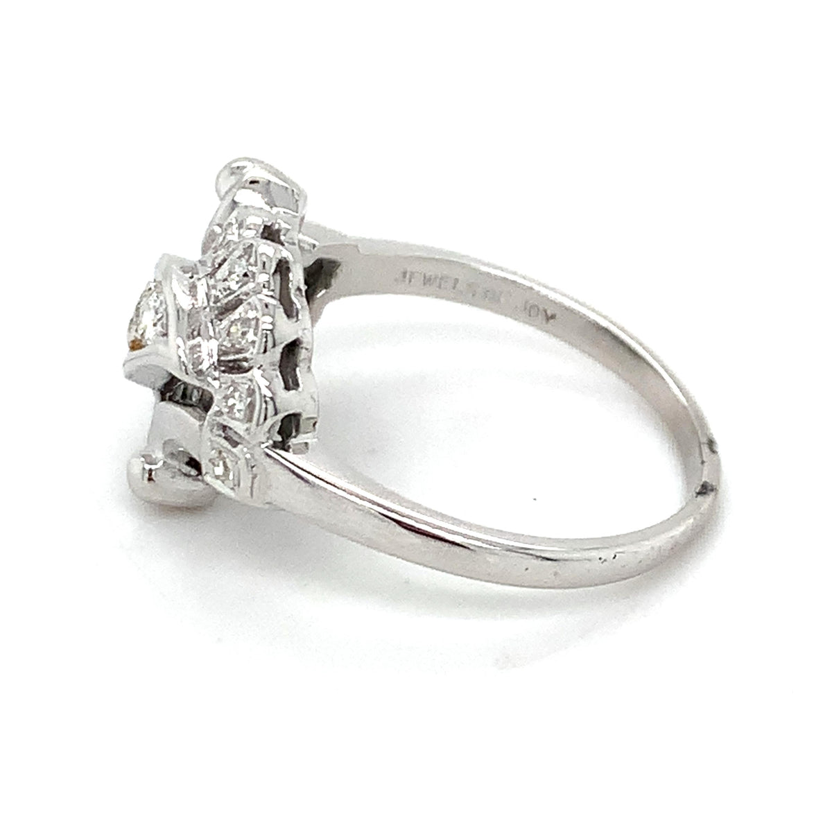 Jewels Of Joy Vintage Art Deco 14K Gold .26ctw Diamond Milgrain Bypass Ring S8.5