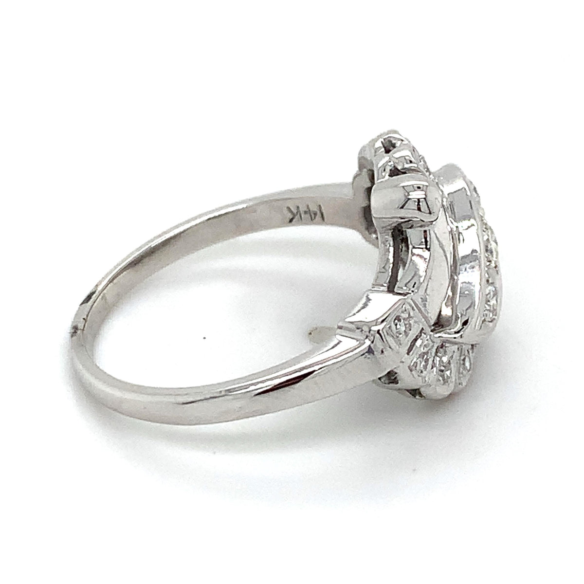 Jewels Of Joy Vintage Art Deco 14K Gold .26ctw Diamond Milgrain Bypass Ring S8.5