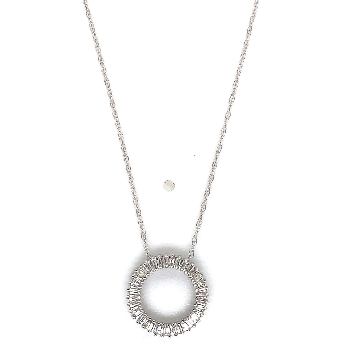 14K Gold Tapered Baguette Diamond Eternity Circle of Life Pendant Necklace 19"