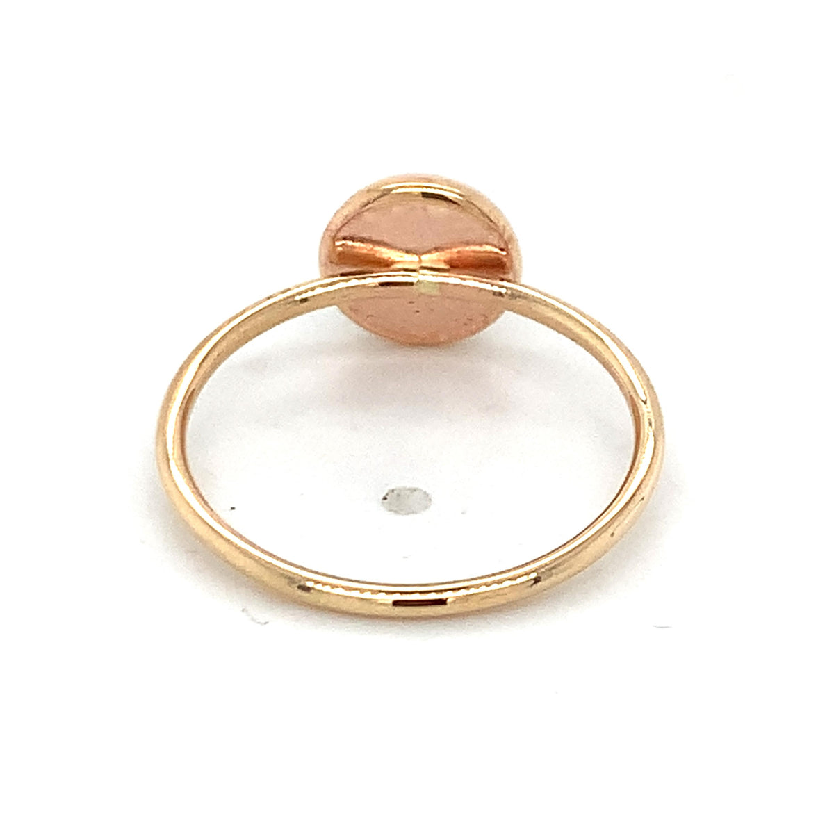 Vintage 14K Rose Gold Round Cabochon Bezel Opal Slim Shanks Solitaire Ring Size7