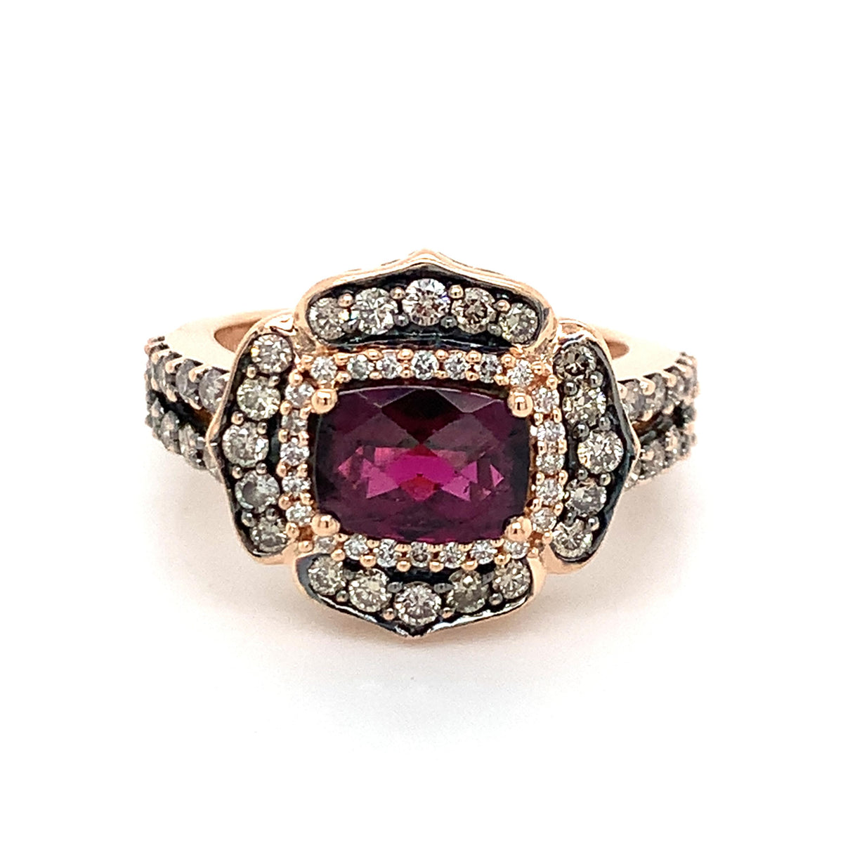 Le Vian 14K Gold Raspberry Rhodolite Garnet W/ Chocolate & Vanilla Diamond Ring