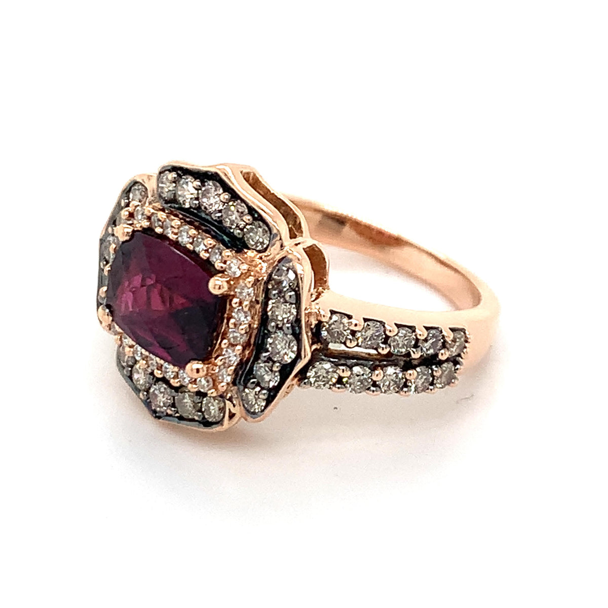 Le Vian 14K Gold Raspberry Rhodolite Garnet W/ Chocolate & Vanilla Diamond Ring