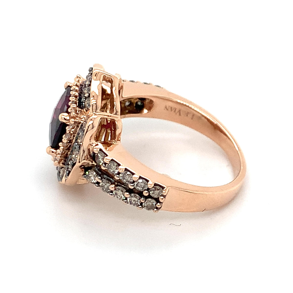 Le Vian 14K Gold Raspberry Rhodolite Garnet W/ Chocolate & Vanilla Diamond Ring