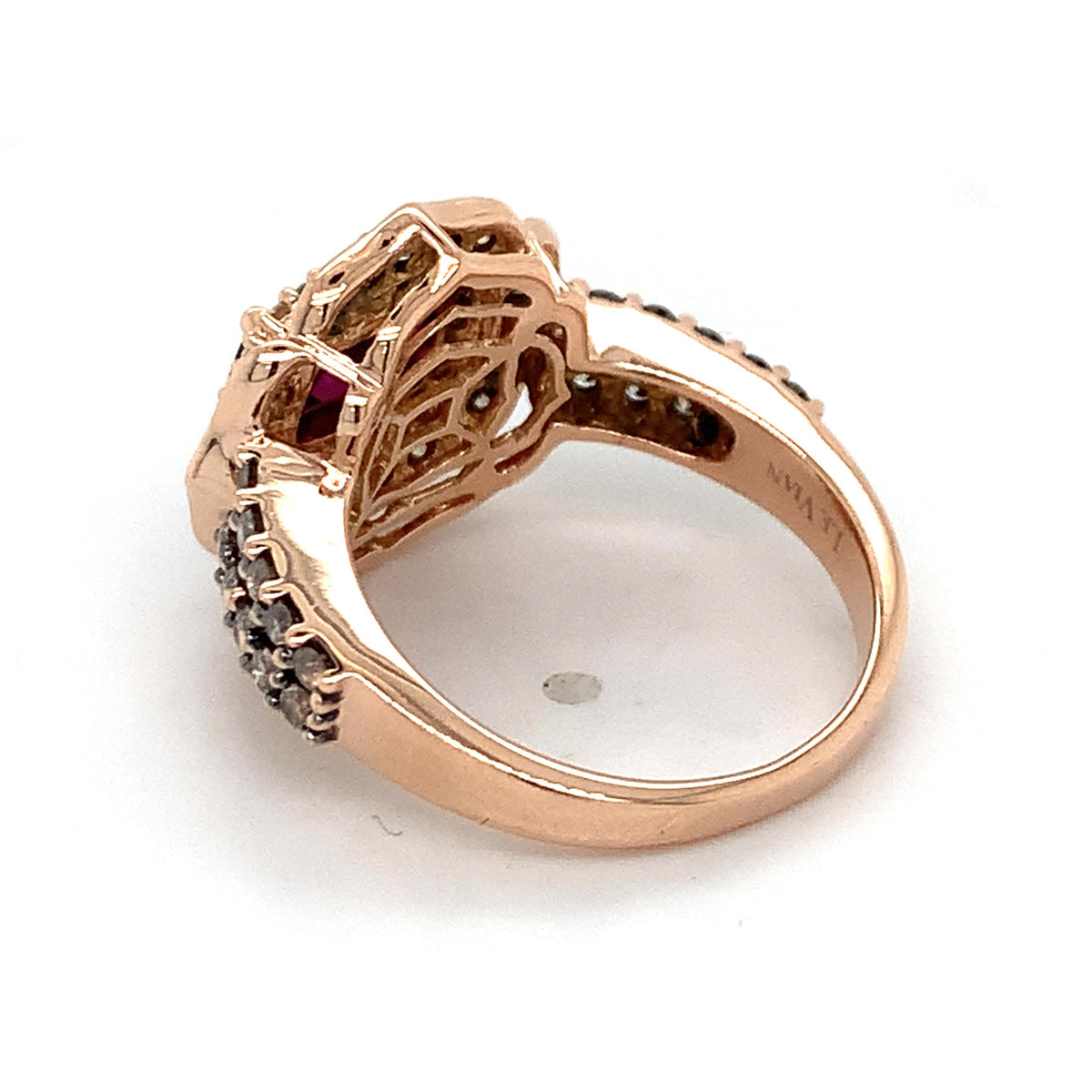 Le Vian 14K Gold Raspberry Rhodolite Garnet W/ Chocolate & Vanilla Diamond Ring