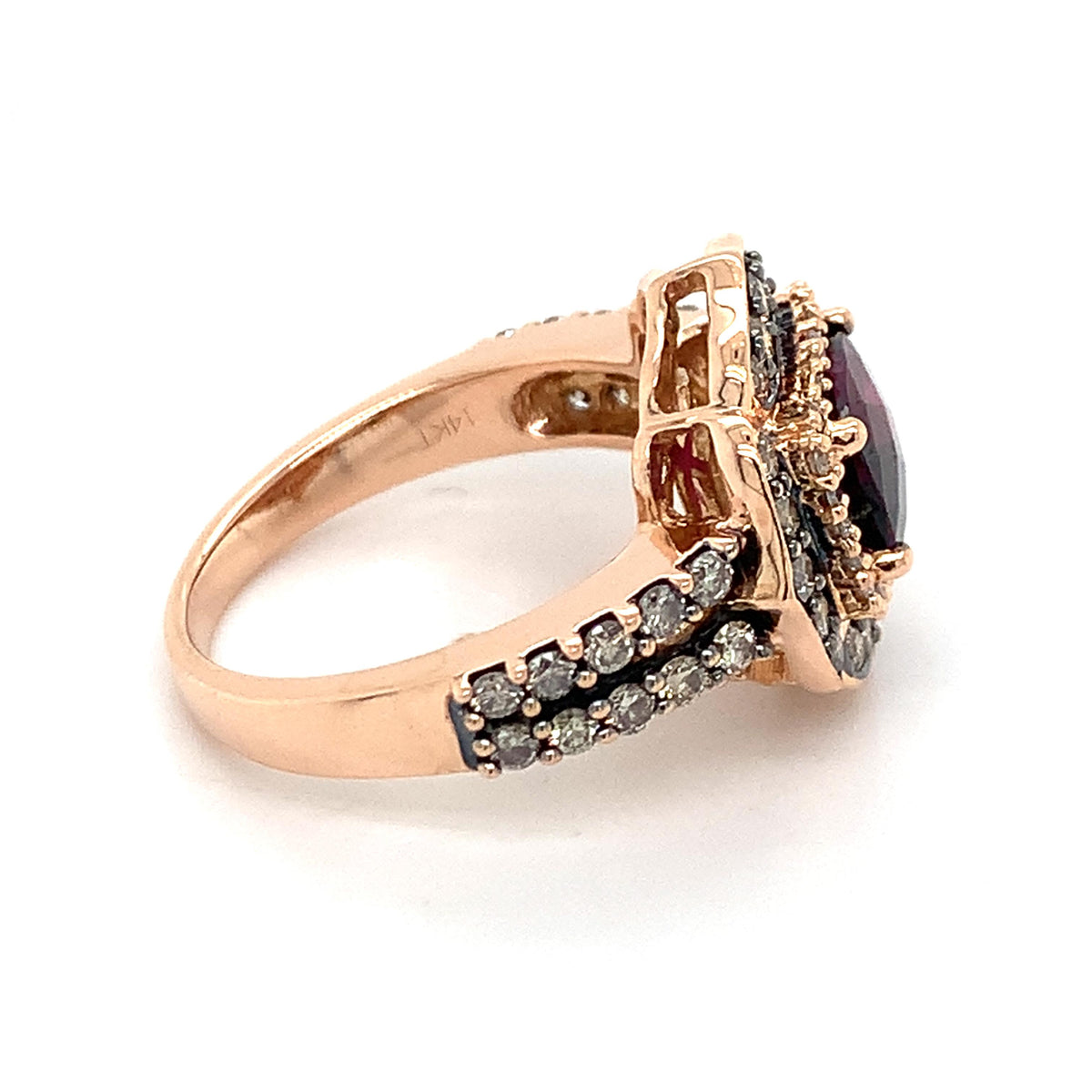 Le Vian 14K Gold Raspberry Rhodolite Garnet W/ Chocolate & Vanilla Diamond Ring