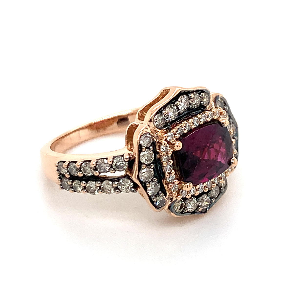 Le Vian 14K Gold Raspberry Rhodolite Garnet W/ Chocolate & Vanilla Diamond Ring