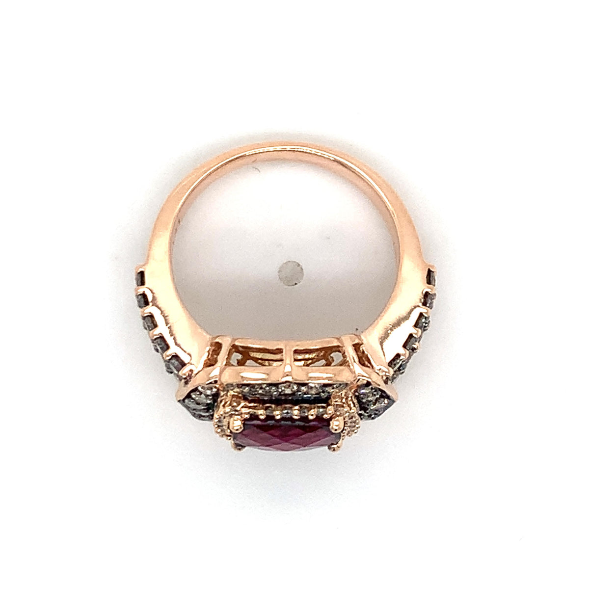 Le Vian 14K Gold Raspberry Rhodolite Garnet W/ Chocolate & Vanilla Diamond Ring