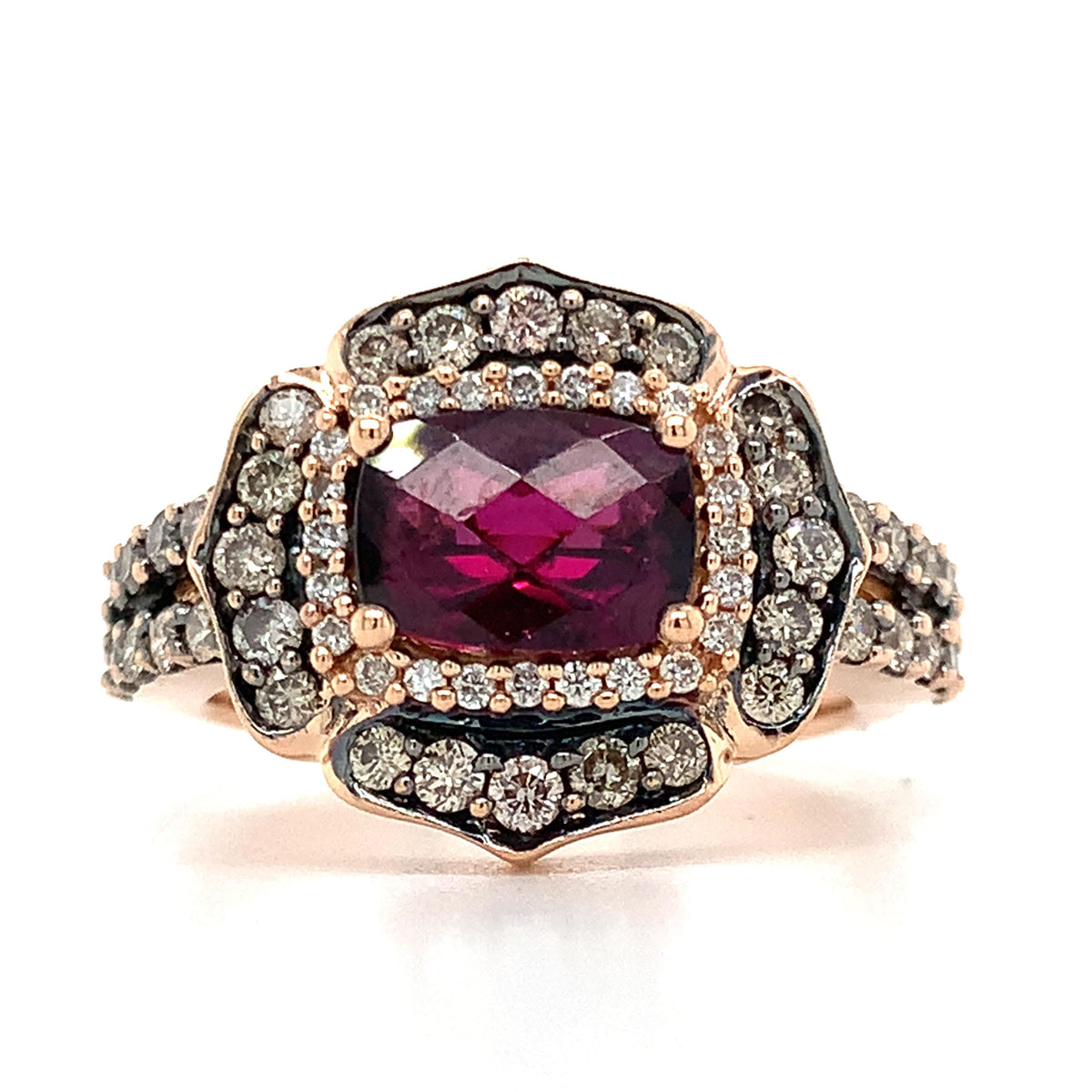 Le Vian 14K Gold Raspberry Rhodolite Garnet W/ Chocolate & Vanilla Diamond Ring