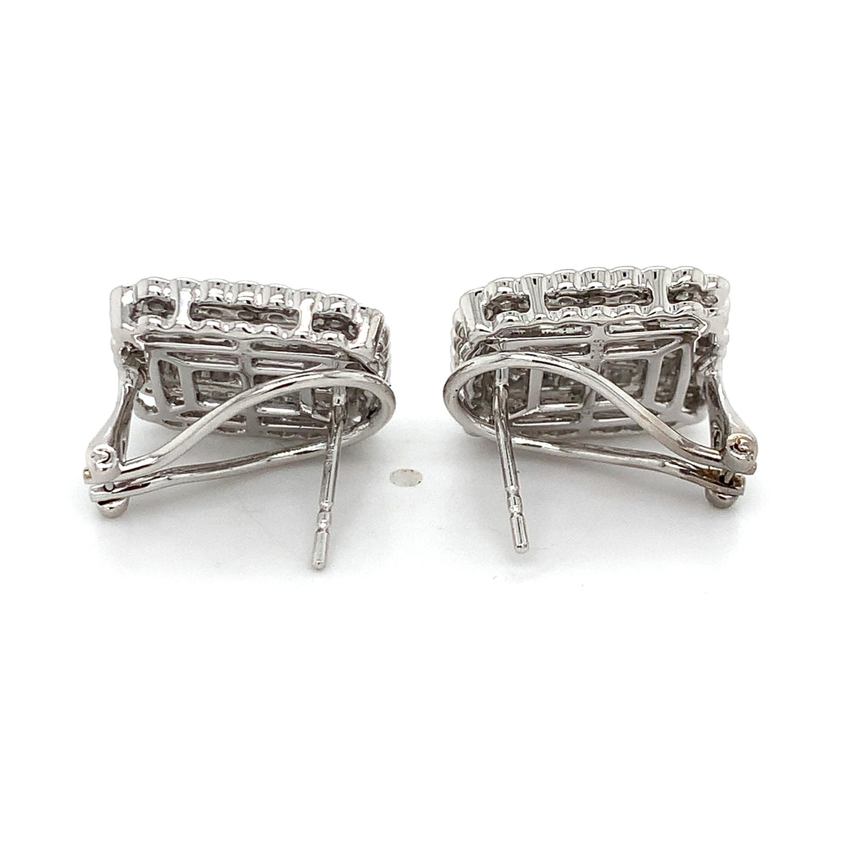 14K Gold 2.26cttw Princess Cluster & Multi Cut Diamond Double Halo Earrings