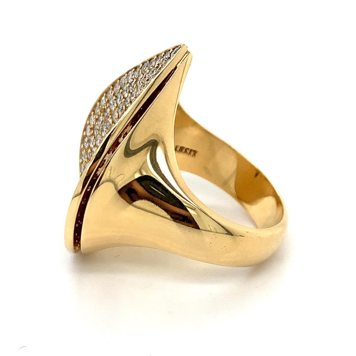 18K Gold 3ctw Round Pave Diamond Cluster Pear Shaped Statement Cocktail Ring