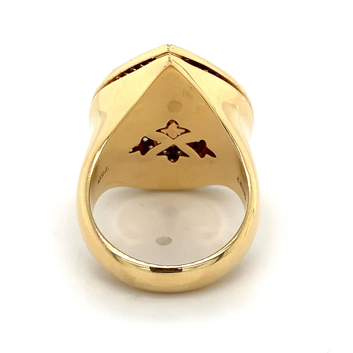 18K Gold 3ctw Round Pave Diamond Cluster Pear Shaped Statement Cocktail Ring