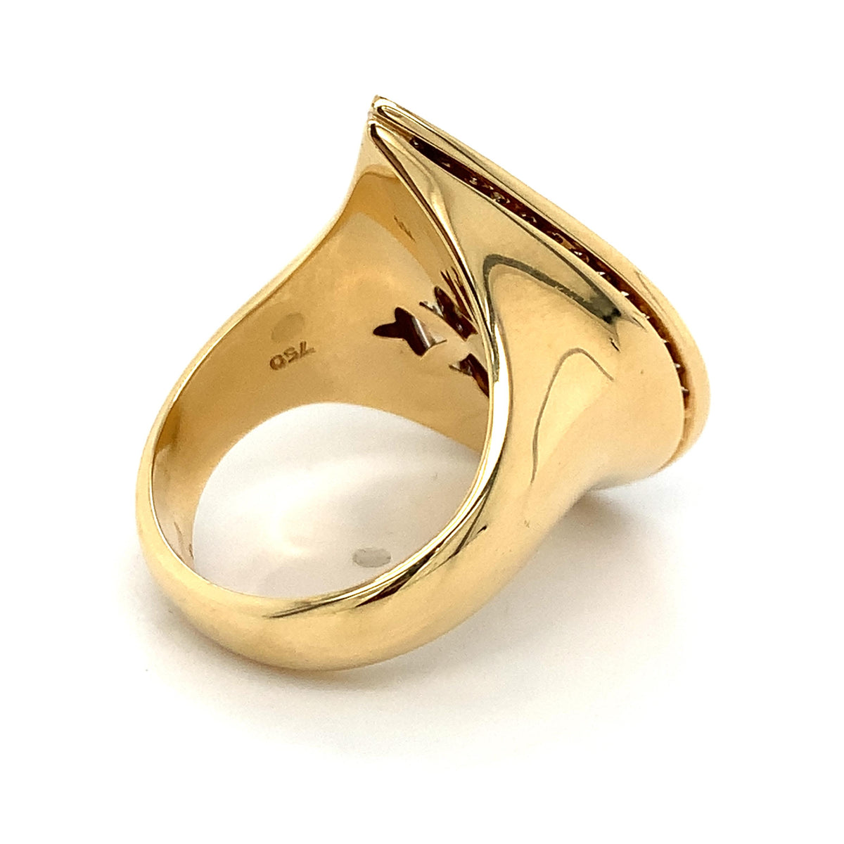 18K Gold 3ctw Round Pave Diamond Cluster Pear Shaped Statement Cocktail Ring
