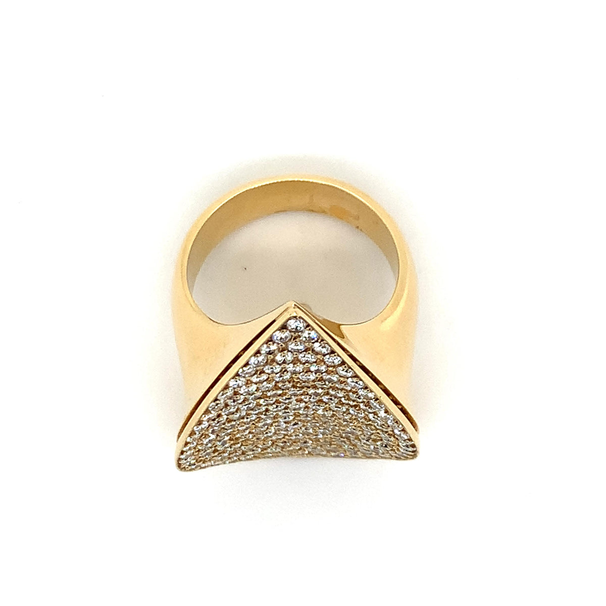 18K Gold 3ctw Round Pave Diamond Cluster Pear Shaped Statement Cocktail Ring