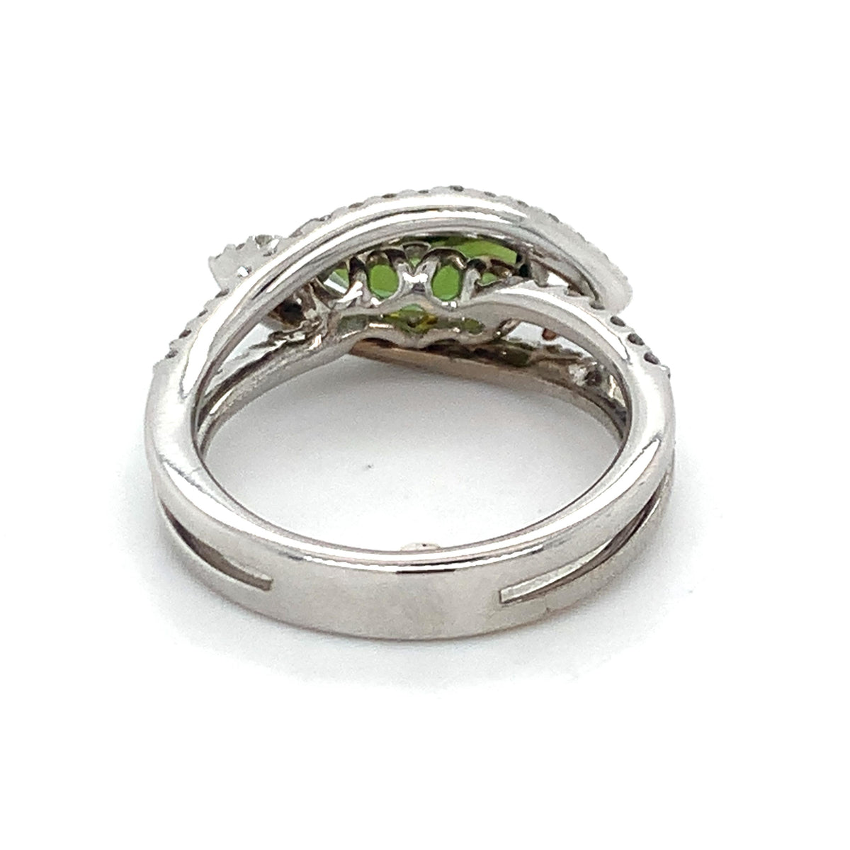 18K Gold 1.7ct Marquise Green Tourmaline &.32ctw Diamond Halo Split Shanks Ring