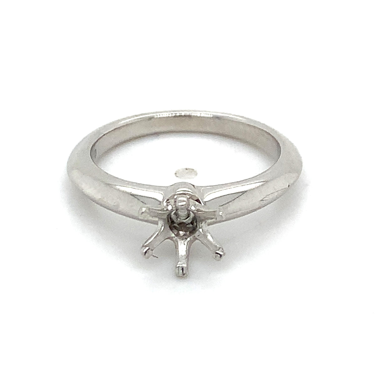 Tiffany & Co. Plat950 6-Prong Round Knife Edge Band Solitaire Semi-Mounting Ring