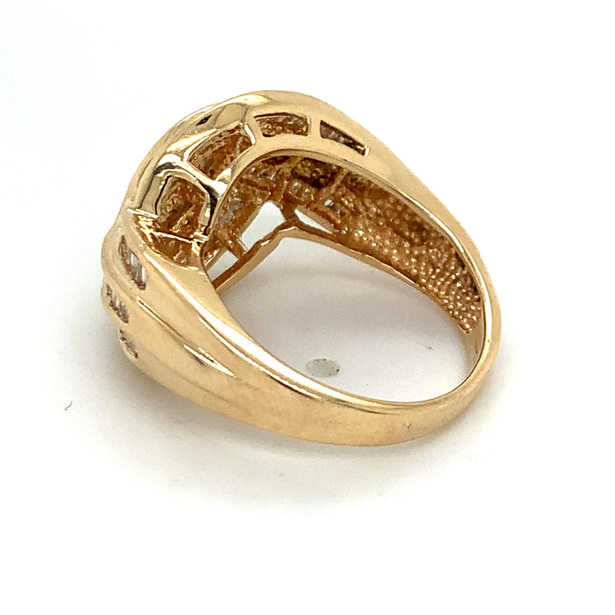 14k Gold Tapered Baguette Channel Set Diamond Crossover Swirl Ring Size 6.25