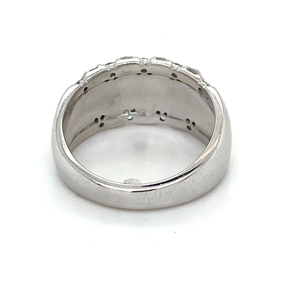 Kabana 14K Gold Alternating Vertical Inlay White Gray MOP Diamond Wide Dome Ring