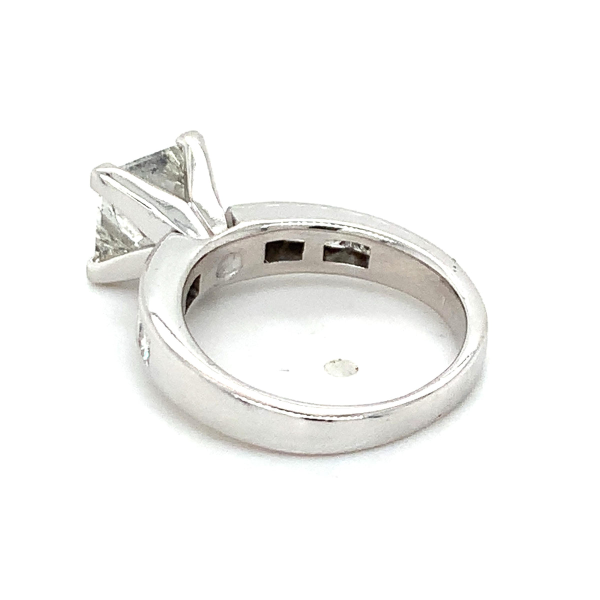 18K White Gold 2.03ct Princess Cut Center & Channel Set Side Stone Diamond Ring