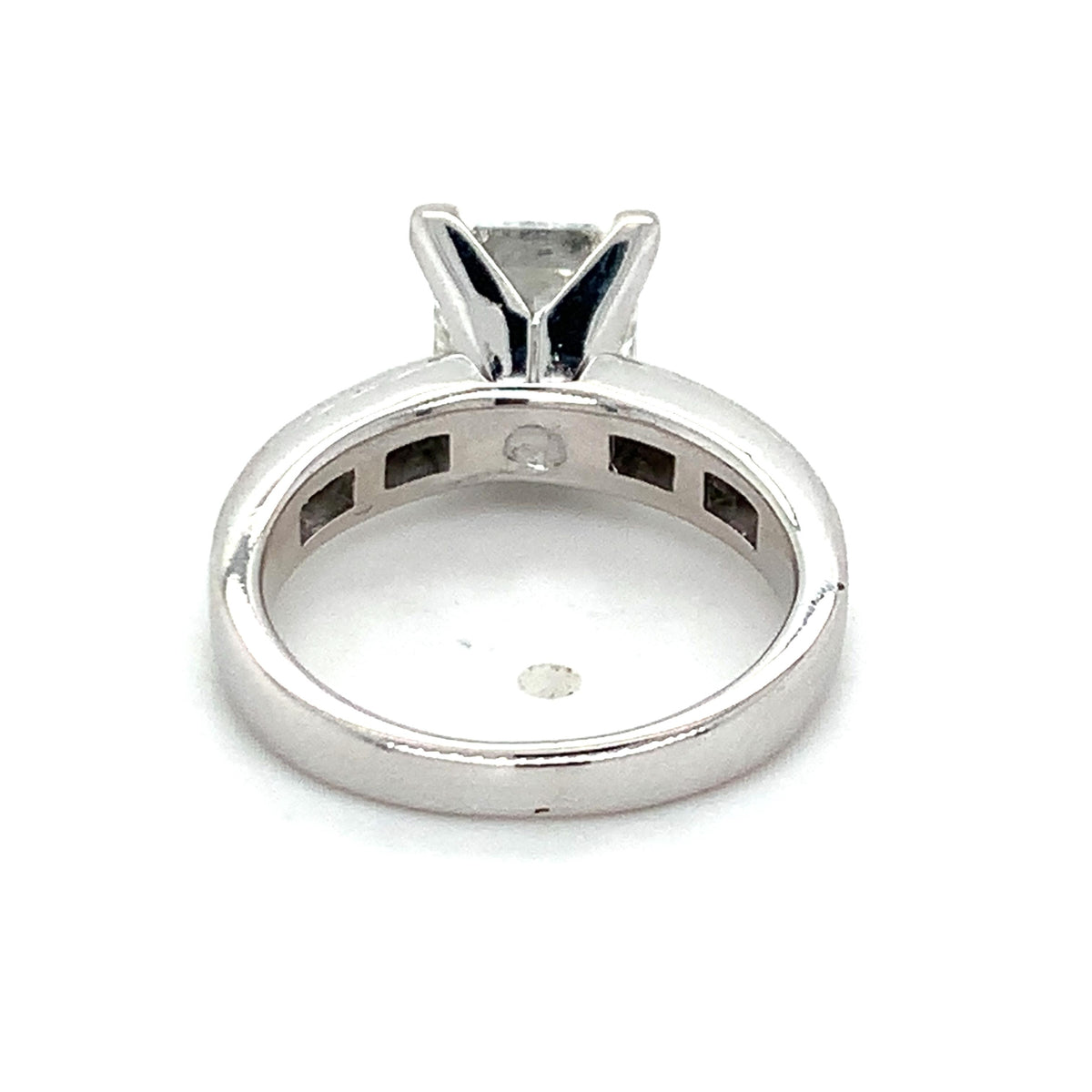 18K White Gold 2.03ct Princess Cut Center & Channel Set Side Stone Diamond Ring