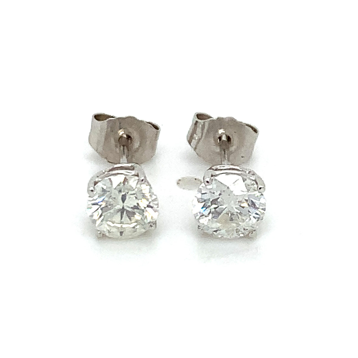 14K Gold 4-Prongs Basket 1.0ctw Round Brilliant Diamond Solitaire Stud Earrings