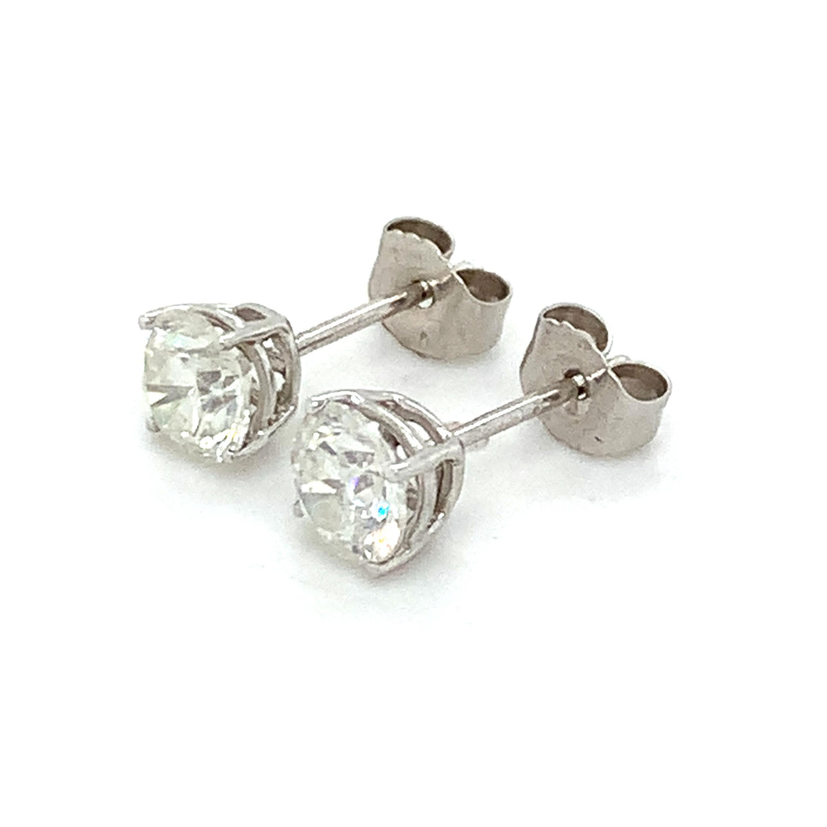 14K Gold 4-Prongs Basket 1.0ctw Round Brilliant Diamond Solitaire Stud Earrings
